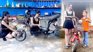 Girl restores electric bicycle bought from scrap yard to give to poor children make mechanical [upl. by Drannek]