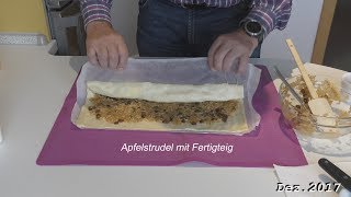 Apfelstrudel mit Fertigteig gebacken in 4K von tubehorst1 [upl. by Netsrijk]