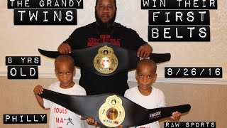 8yr Old quotGRANDY TWINSquot WIN THEIR FIRST BELTS 82616 PHILLY [upl. by Sirap]