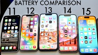 iPhone 15 Vs iPhone 14 Vs iPhone 13 Vs iPhone 12 Vs iPhone 11 Battery Life Comparison [upl. by Zahc]