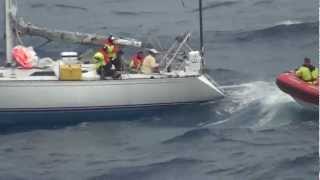 Norwegian Star rescues the Avenir sailboat in the Atlantic Ocean [upl. by Hareehahs]