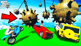 FRANKLIN TRIED IMPOSSIBLE HUGE BOMBS MEGARAMP PARKOUR CHALLENGE CARS BIKES GTA 5  SHINCHAN and CHOP [upl. by Konrad]