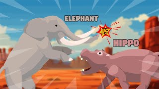 Elephant vs Hippo  Elephant vs Wild Animals Level Challenge S1  Animal Animation [upl. by Arissa]