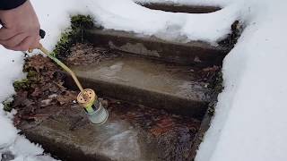 Harbor Freight Greenwood torch flame thrower melting concrete steps [upl. by Wester43]