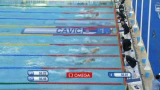 Cavic breaks Phelps record from Universal Sports [upl. by Enoch418]