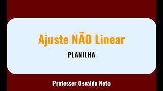 Ajuste NÃO Linear na Planilha [upl. by Elyl]