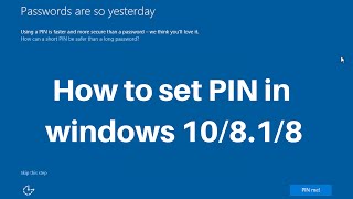 How to set PIN in windows 10 [upl. by Cirtap923]