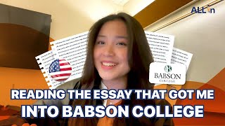 FROM WORDS TO ACCEPTANCE READING ESSAY FOR BABSON COLLEGE APPLICATION [upl. by Ateuqirne]