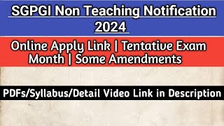 SGPGI Recruitment 2024  Latest Update  SGPGI Vacancy 2024  SGPGI Stenographer Vacancy 2024 [upl. by Palla]