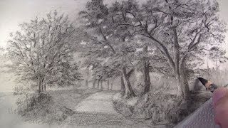 How to Draw with Charcoal Pencils  Landscape Sketching [upl. by Pulchia]