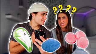 QUIZZING MY GIRLFRIEND ON MALE PRODUCTS [upl. by Inalaehak295]