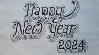 3D happy new year drawing  Happy new year drawing  New year drawing [upl. by Tterb]