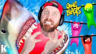 Gang Beasts Shark ATTACK on a BOAT NEW LEVEL KCITY GAMING [upl. by Erinna]