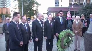 Hungarian president Pál Schmitt meets Cleveland people [upl. by Nilahs]