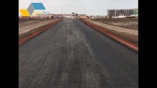 Film suivi du chantier de la route daccès Dakar Arena par Ecotra SA [upl. by Yesnnyl]