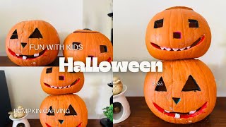 Pumpkin Carving  fun with kids Halloween decor [upl. by Irat404]