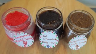 DIY CHRISTMAS INSPIRED SUGAR BODY SCRUBS  Candycane  Gingerbread  Hot chocolate [upl. by Eelyam]