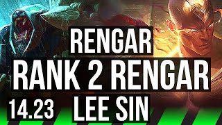 RENGAR vs LEE SIN JGL  Rank 2 Rengar 69 winrate  NA Challenger  1423 [upl. by Gildas]