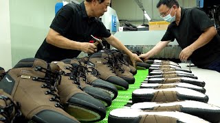 Withstanding the weight of 1ton Process of making safety shoes Korean last toe cap boots factory [upl. by Grath]