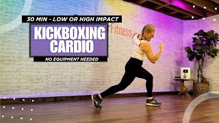 30 Min CARDIO KICKBOXING ALL STANDING  No Equipment Needed [upl. by Fenny81]