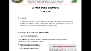 La membrane plasmique cytologie pour la première année médecine [upl. by Nylaehs]