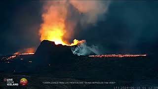 Iceland Volcano Stunning View Increased Activity At The Cone  180624 [upl. by Ateinotna]