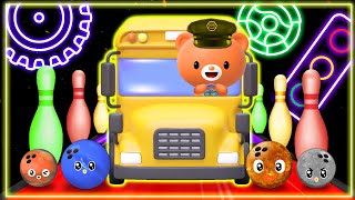 🚍️ Wheels on the Bus  Planet Bowling Adventures with Monster Trucks  Planet Song  Nursery Rhymes [upl. by Animehliw97]