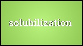 Solubilization Meaning [upl. by Ellezaj991]