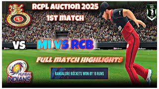 RCPl Auction 2025  1st Match Between RCB vs MI  Full Match Highlights  RC24 Gameplay [upl. by Christian]