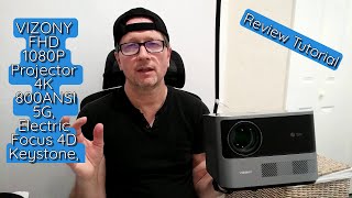 VIZONY FHD 1080P Projector RD830 4K Support 5G Electric Focus 4D Keystone Review Tutorial [upl. by Quickel]