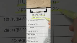 【世界の使用言語ランキング🗣】1位はやっぱりあの言語！！shorts 教養 豆知識 asmr 筆記音 [upl. by Eirot643]