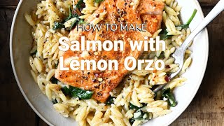 One Skillet Salmon with Lemon Orzo Recipe [upl. by Eseerehs]