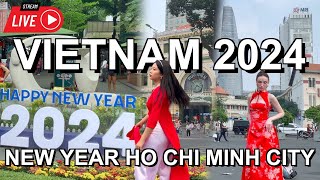 2024 Happy New Year Ho Chi Minh City Vietnam 🇻🇳District1 Street Walking Tour [upl. by Suoicerp]