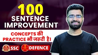 100 Sentence Improvement  English For SSC amp Defence Exam  Tarun Grover [upl. by Elicec144]