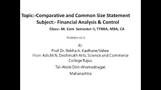 Comparative amp Common Size Statement Problem no 3Financial Management amp Control M Com 1 semester 2l [upl. by Karilynn653]