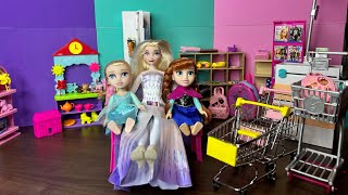 Elsa and Anna back to school shopping frozen elsa barbie doll barbiedoll letsplay girl [upl. by Pearla]