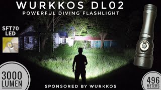 Wurkkos DL02  Powerful Diving Flashlight SFT70 Rotary Switch 3000 lm [upl. by Atenik690]