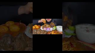 MUTTON CURRYLIVER CURRYFISH CURRY SPICY CHICKEN CURRYWHITE RICE🔥shortsasmrasmreatingmukbang [upl. by Enwad10]