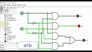 LOGISIM 3 Comparateur BinaireDemiAdditionneurAdditionneur 1bitAdditionneur 4 bit [upl. by Nylesaj]