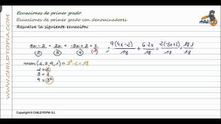 Ecuaciones de primer grado Ecuaciones con denominador 3º de ESO matemáticas [upl. by Ahseetal407]