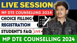 mp dte choice filling 2024 step by step complete process  mp dte counselling 2024 registration FAQ [upl. by Yesak]