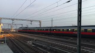 ETR 500 FRECCIAROSSA IN MEDIOPADANA HIGHSPEED STATION REGGIO EMILIA [upl. by Lamee587]