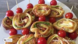 Ricetta facilissima  Girelle di zucchine prosciutto e provola antipasto [upl. by Ivgnout392]