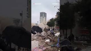 Buildings collapse following powerful earthquakes in Turkey and Syria [upl. by Bjorn604]