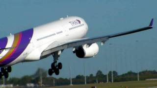 HD Thai Airways A330300 Landing Perth Airport [upl. by Acnaiv929]