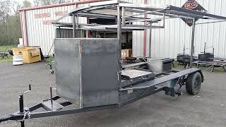 250 gallon reverse flow cook trailer for Jumpin Jim Woodsmall at Gold Medal BBQ in Iowa [upl. by Elletse]