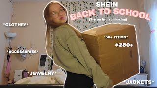 SHEIN BACK TO SCHOOL HAUL TRYON 50 ITEMS 250 CLOTHES ACCESSORIES JELWERY ECT 🏫 [upl. by Titus]