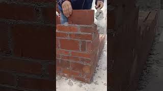 Wall corner bricklaying process for house [upl. by Alikat]