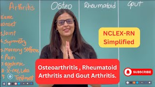 Difference between Osteo Rheumatoid and Gout Arthritis  Important for NCLEX RN PN or RExPN [upl. by Vevay]