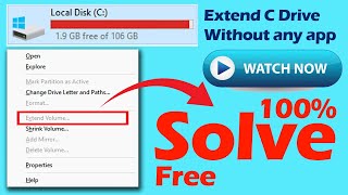 🔥🔥How to extend C Drive Space without any application in free  Solve Extend Greyed Out Issue [upl. by Aihsas77]